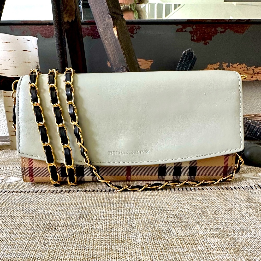 Burberry PORTER HORSEFERRY CHECK AND LEATHER CONTINENTAL WALLET  & converter